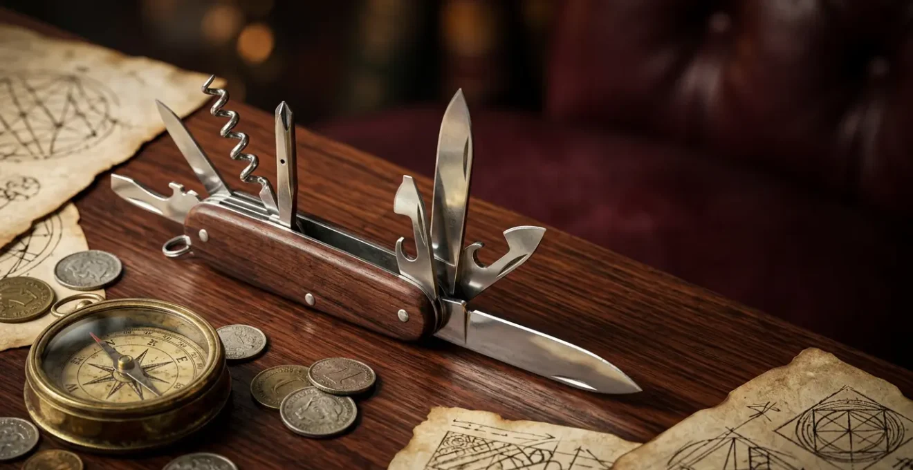 Illustration symbolique du patrimoine français avec une diversité d'outils financiers représentés de manière métaphorique