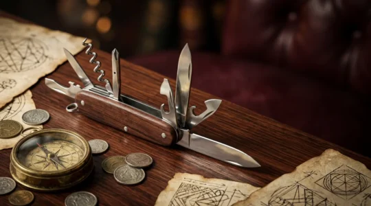 Illustration symbolique du patrimoine français avec une diversité d'outils financiers représentés de manière métaphorique