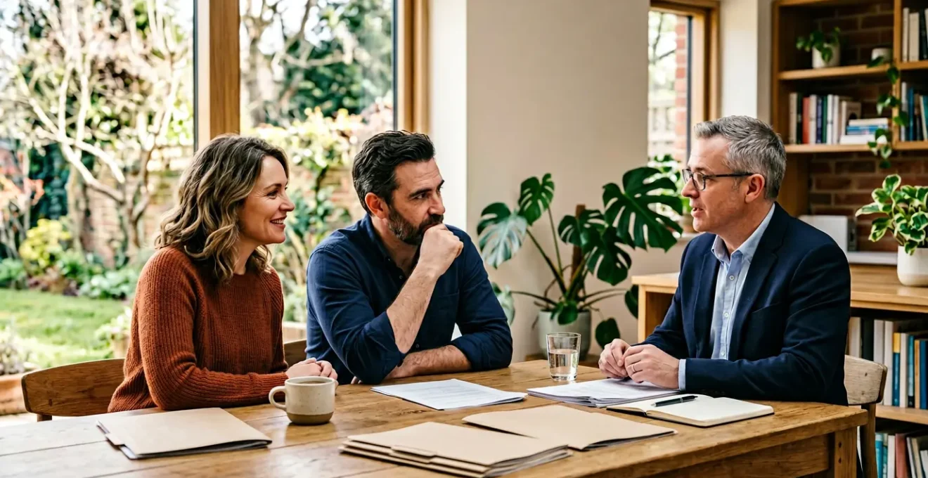 Couple examinant des documents juridiques avec conseiller