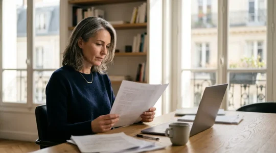 Entrepreneur analysant ses options de prévoyance individuelle dans son bureau
