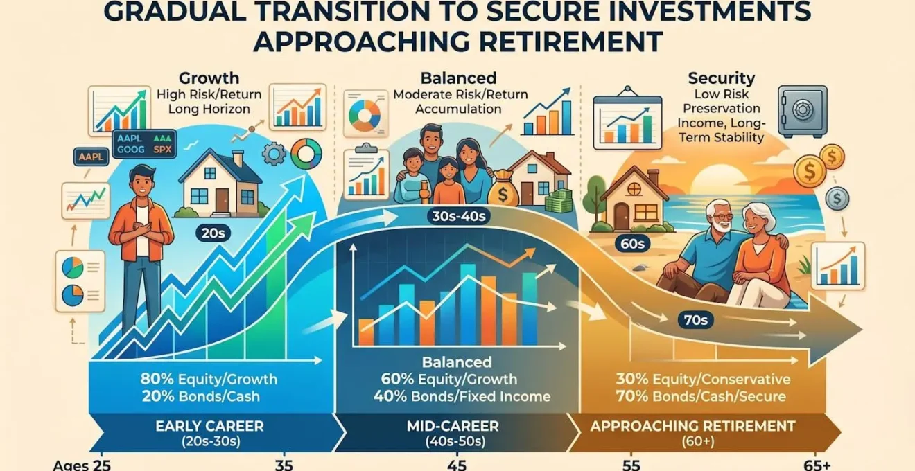 Visualisation d'une transition progressive vers des placements sécurisés à l'approche de la retraite